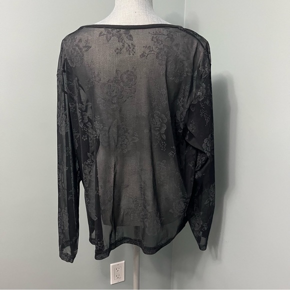 PENNINGTONS Plus size Black Sheer Floral print Top size 2X - Picture 6 of 9
